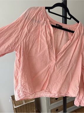 J. Crew Light Pink Cotton V-Neck Tunic Top